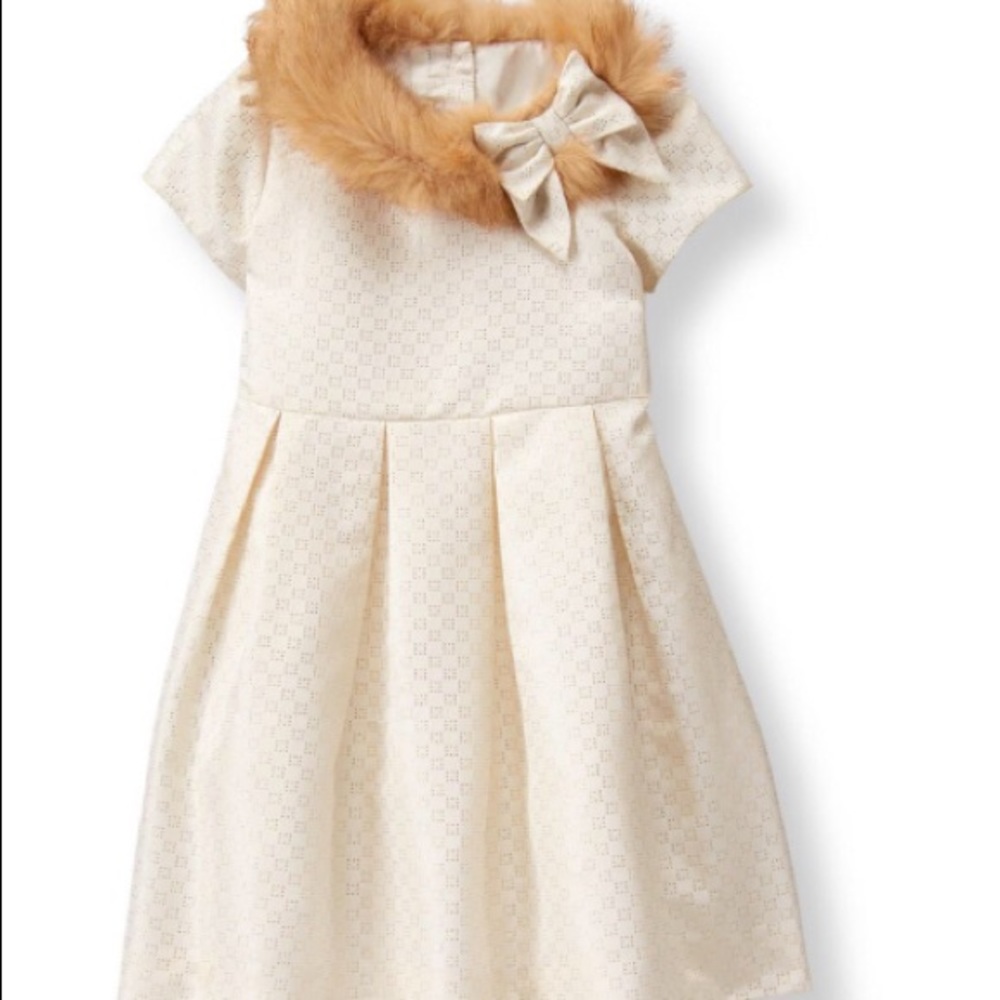 Shimmering Jacquard Janie & Jack Dress -Fur collar
